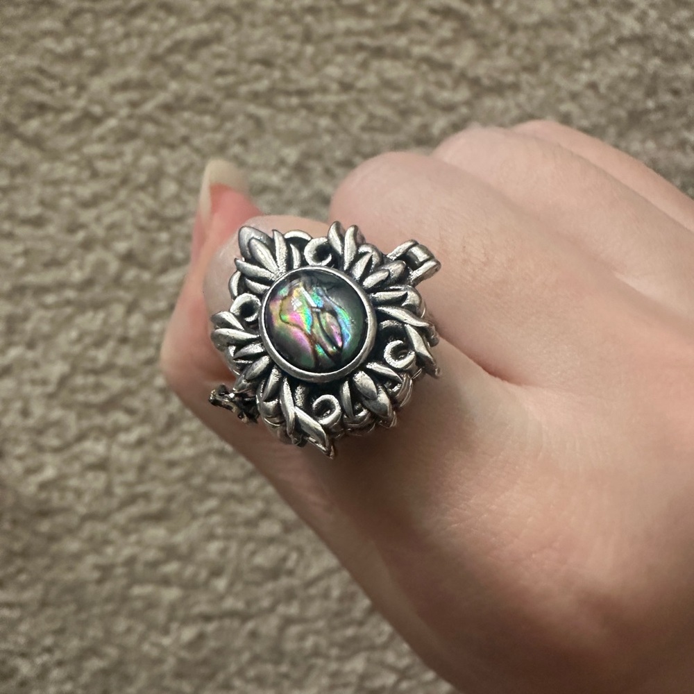 Abalone Shell Sunflower Statement Ring - image 3